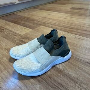 APL cream and olive shoes. Only worn inside. Never outside.